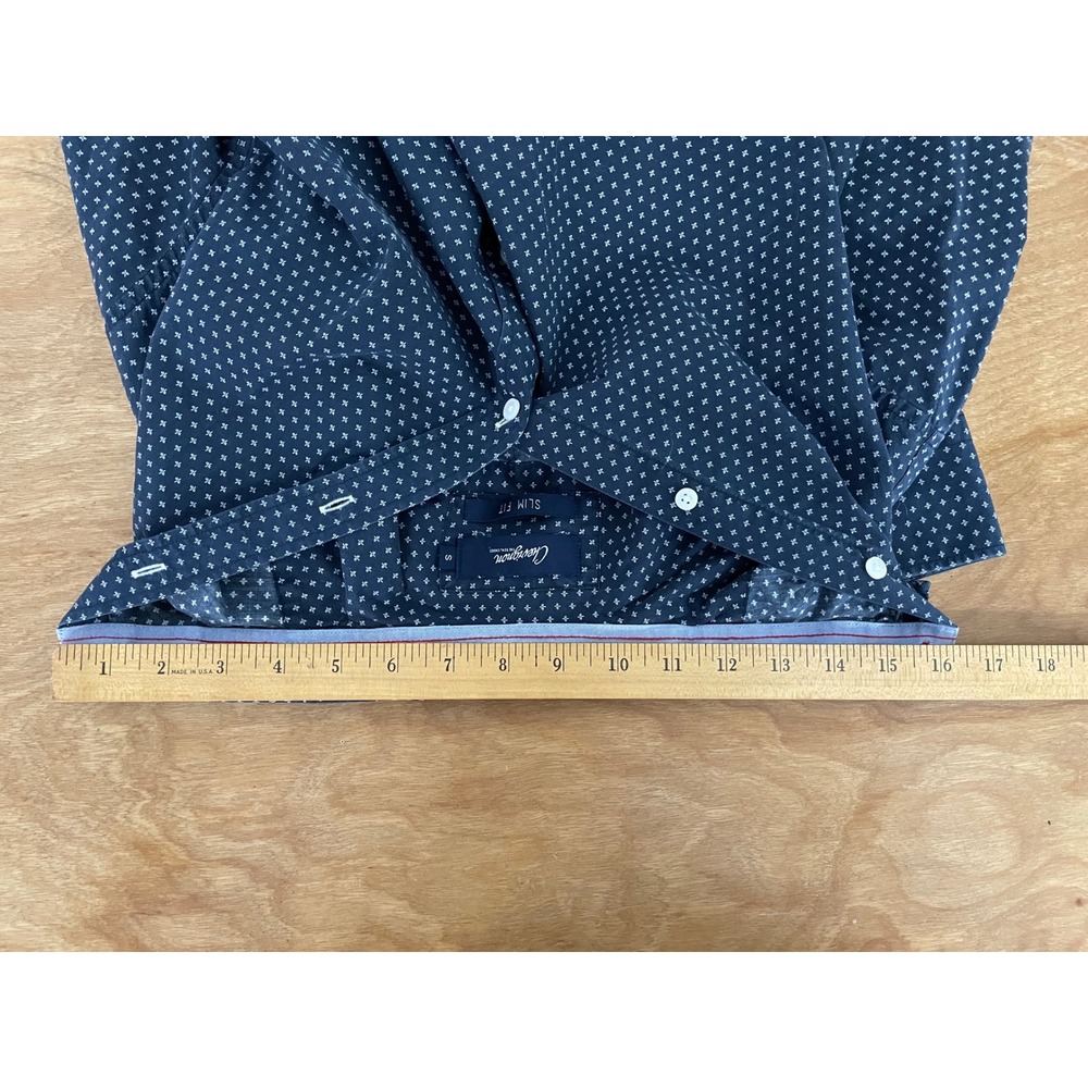 Chevignon Mens Slim Fit Navy Blue Cross Print Long Sleeve Button Down Shirt S - Picture 8 of 8